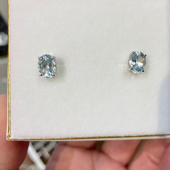 Aquamarine White Gold Earrings - Picture 1 of 5